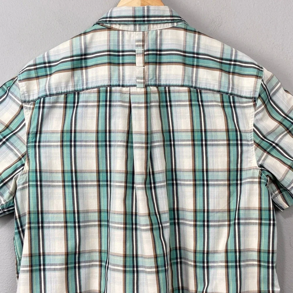 The North Face Mens Plaid Short Sleeve Button Up‎ Shirt Size L Blue Check Casual